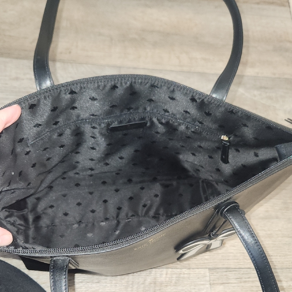 Kate Spade Black Tote with White Bow Accent - Picture 12 of 14